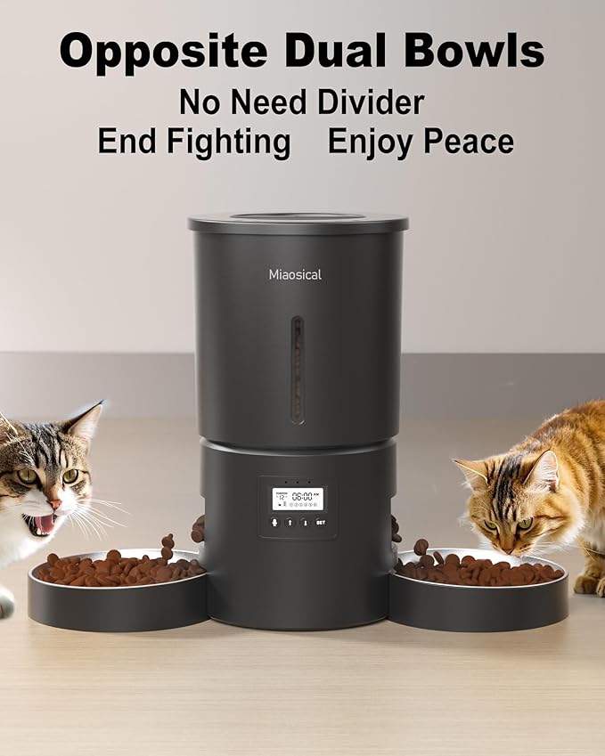 Dual Automatic Cat Feeder 2 Cats, 6 Meals/Day, 12 Portions/Meal, 4.2L Dual - Image 5