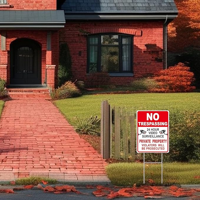 GXGGUS NO Trespassing Signs Private Property Video Surveillance Sign, Large - Image 7