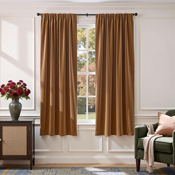 Lazzzy Velvet Blackout Curtains Thermal Insulated Room Window Drapes Super Soft by Lazzzy