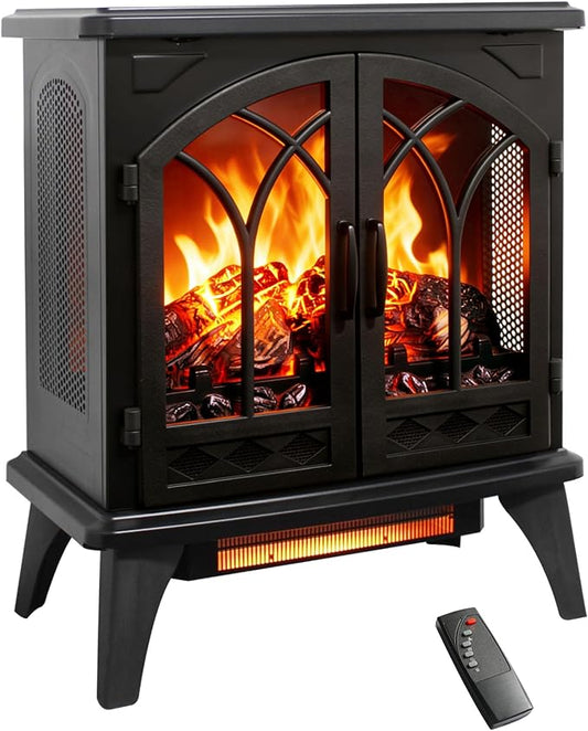 24" Electric Fireplace, Freestanding Fireplace Heater w/Realistic Flame by Innoflame