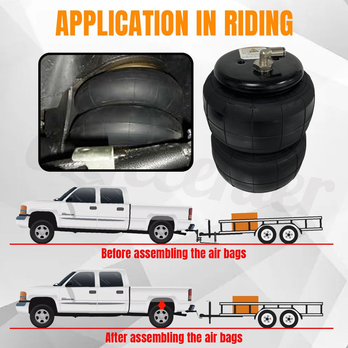 Universal 1/2" NPT Port Heavy Duty 2500 lbs Double Air Bags Suspension