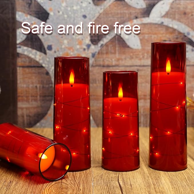 Flameless Candles with Embedded Star String, Battery Operated LED Pillar - Image 3