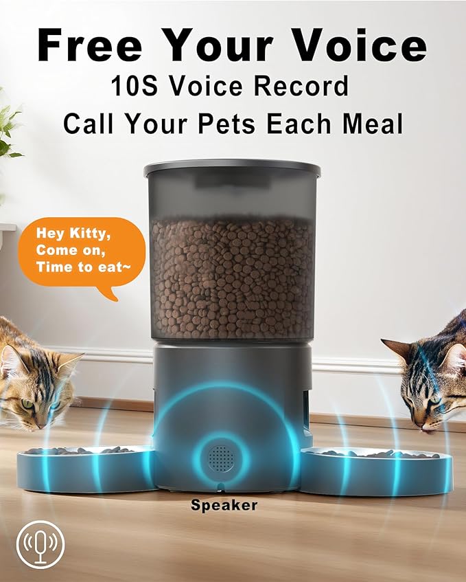 Automatic Cat Feeder for 2 Cats, 4.2L Programmable 1-6 Meals Portion Control - Image 6
