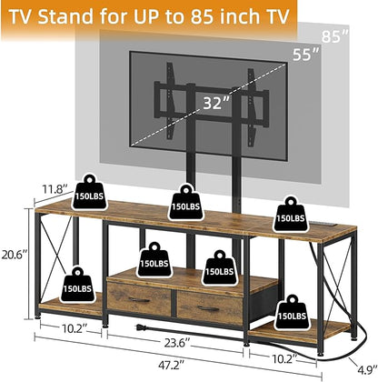 GYIIYUO LED TV Stand with Mount and Power Outlet & Fabric Drawers - Image 2