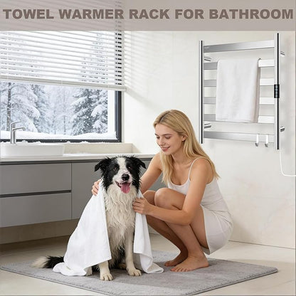 R FLORY Heated Towel Rack for Bathroom, 6 Bar Wall Mounted Towel Warmer Rack - Image 3