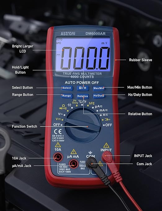 AstroAI Digital Multimeter and Analyzer TRMS 6000 Counts Volt Meter Ohmmeter - Image 9