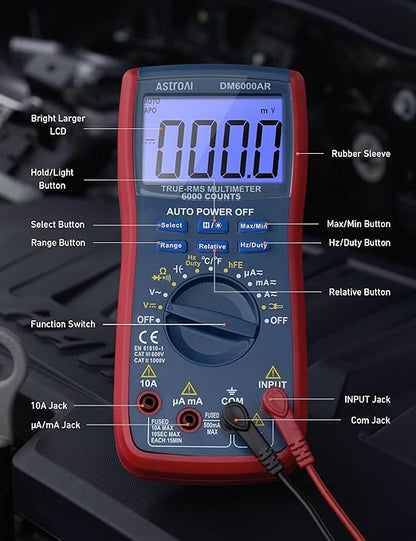 AstroAI Digital Multimeter and Analyzer TRMS 6000 Counts Volt Meter Ohmmeter - Image 9