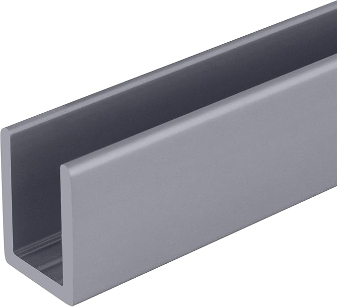 Brixwell SDCD38A-XCP5 Satin Anodized 3/8" Fixed Panel Shower Door Deep U-Channel - Image 2