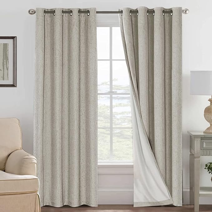 H.VERSAILTEX Linen Blackout Curtains 96 Inches, 100% Absolutely Blackout by HVERSAILTEX