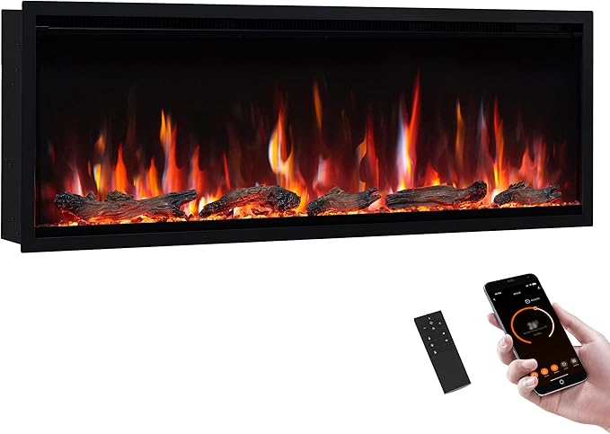PuraFlame Herman 50 Inch Smart Linear Electric Fireplace by PuraFlame