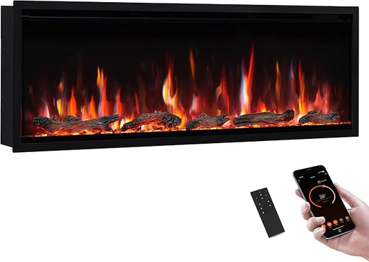 PuraFlame Herman 50 Inch Smart Linear Electric Fireplace by PuraFlame
