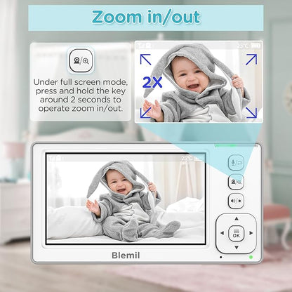 Blemil Baby Monitor with 2 Cameras and Audio, 4.3'' IPS Split-Screen Monitor - Image 5