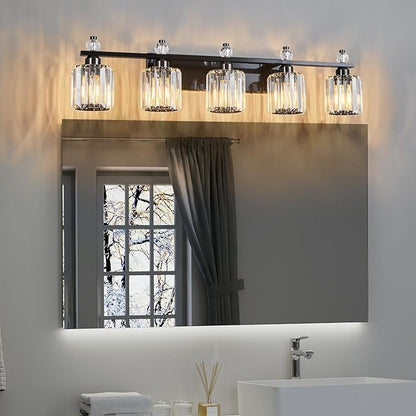 FDPBY Bathroom Vanity Lights 5-Light Plating Black Modern Crystal Vanity Light - Image 7
