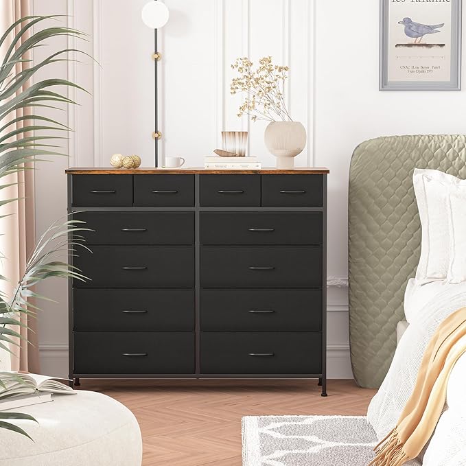 Dresser for Bedroom with 12 Drawers, Tall Fabric Drawer Dresser, Compact Chest - Image 2