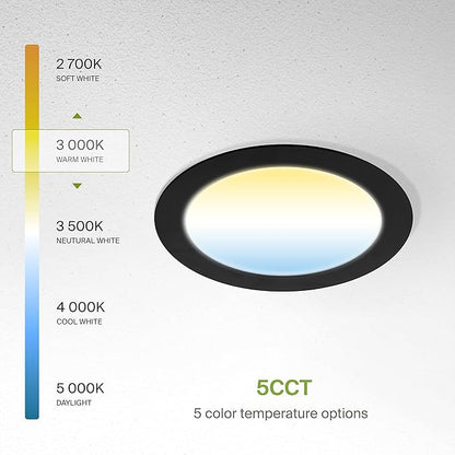 ASD 6 Pack LED Recessed Lighting 6 Inch 15W, 5 CCT 2700K-5000K CRI90+, IC Rated - Image 6