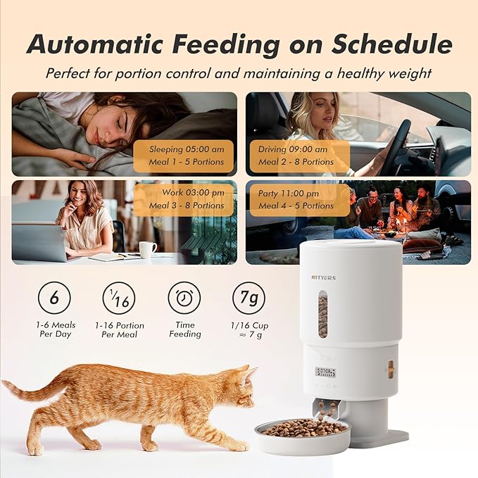 Automatic Cat Feeder - 5L Anti-Clog Cat Food Dispenser Keeps 2-15mm Dry Food - Image 3