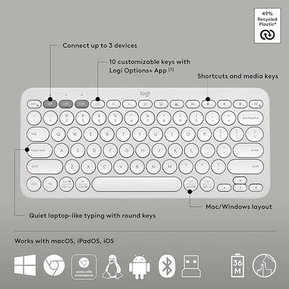 Logitech Pebble 2 Combo, Wireless Keyboard and Mouse, Quiet and Portable - Image 6