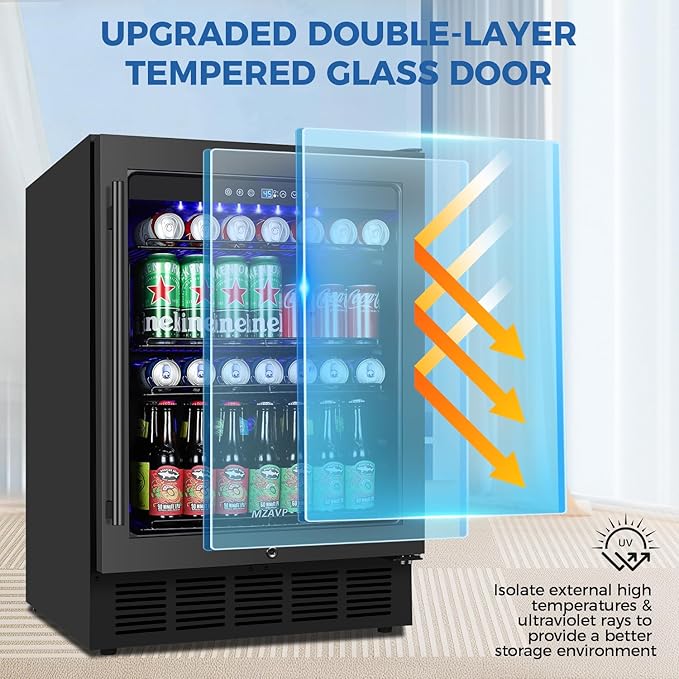 24 Inch Wide Beverage Refrigerator, Under Counter 24" Beverage Cooler - Image 5