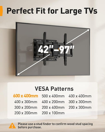 Perlegear UL-Listed Full Motion TV Wall Mount - Image 2