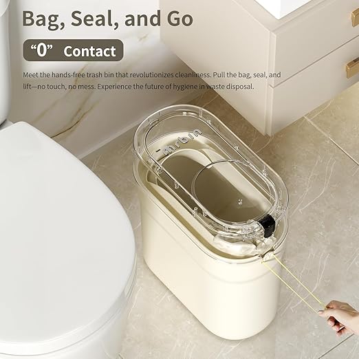 MRBIN Slim Pull Out Automatic Bagging Bathroom Trash Can, 10L/2.6gal Touchless - Image 2