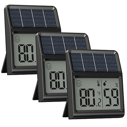 Digital Indoor Thermometer & Hygrometer, Light Powered Solar Indoor Temperature by BaldrInc