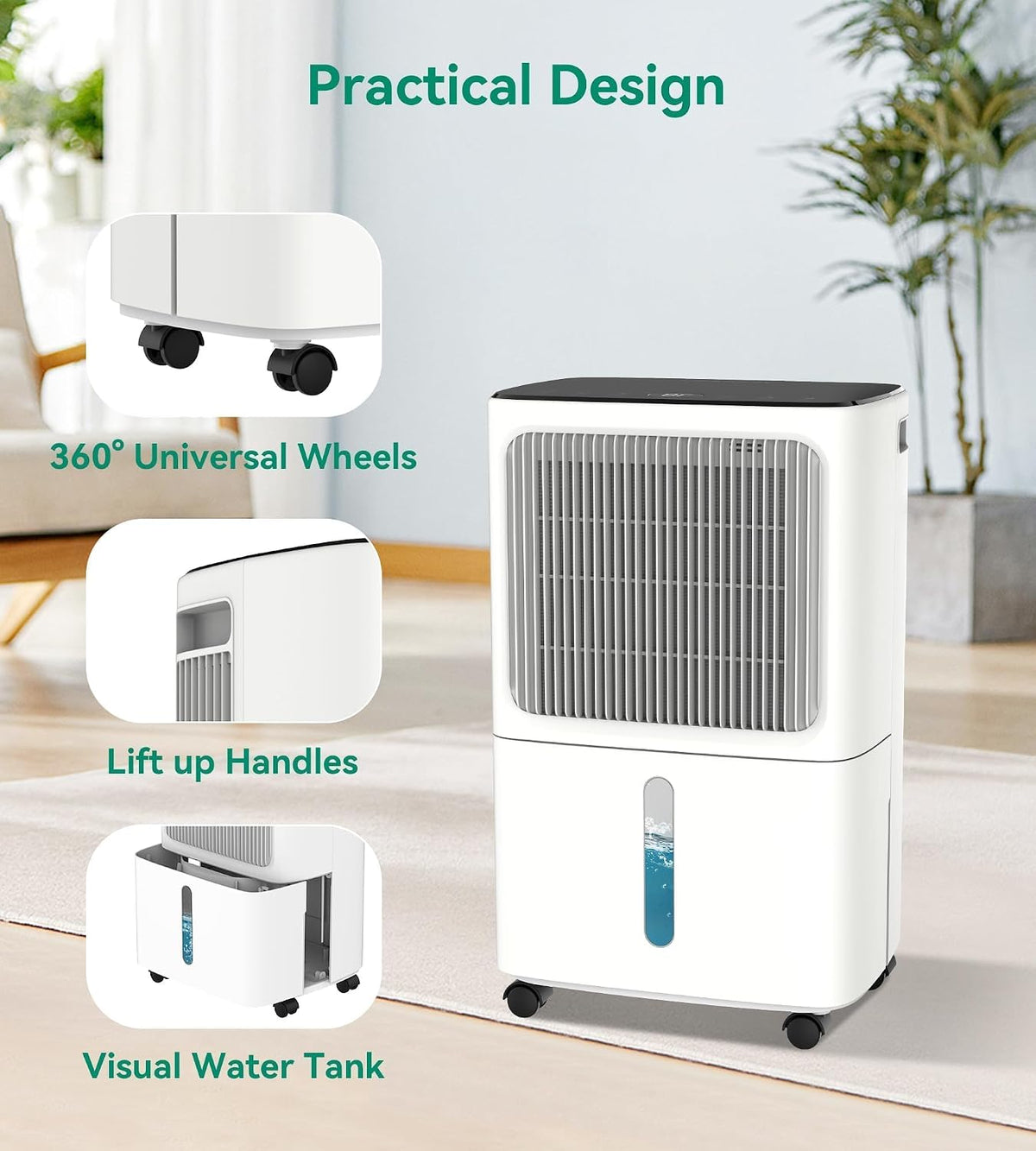 VEAGASO 34-36 Pint/D, 2500 Sq.Ft Dehumidifier for Basement with Drain Hose