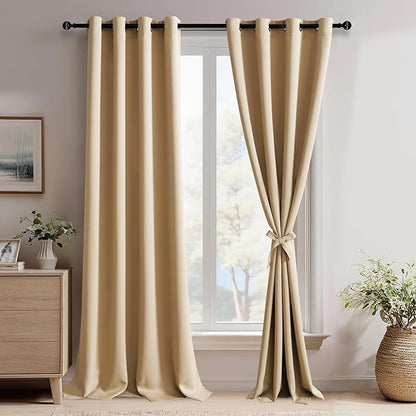 JIUZHEN Beige Blackout Curtains by JIUZHEN