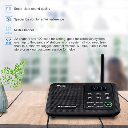 Expandable for Wuloo Intercoms Wireless for Home WL888, 1 Mile Range 22 Channel - Image 2