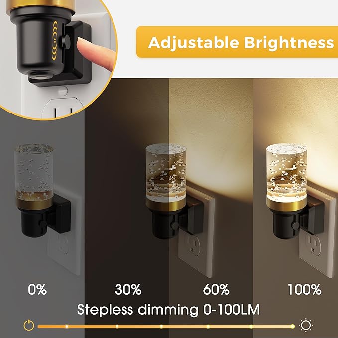 L LOHAS LED Night Light, Dimmable Bubble Night Lights Plug into Wall, 2 Pack - Image 2