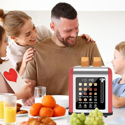 2 Slice Toaster Touch Screen, Stainless Steel Toasters Digital Timer 2 Slot - Image 2