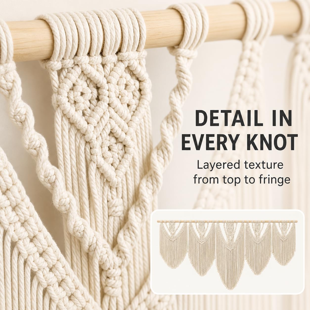 oiikain Large Macrame Wall Hanging Tapestry Boho Woven Wall Decor,rhombus 5 | Handmade Natural Rope Woven Design 71"x32" Large Size For Bedroom Living Room Nursery Wedding And Bohemian Home Decor