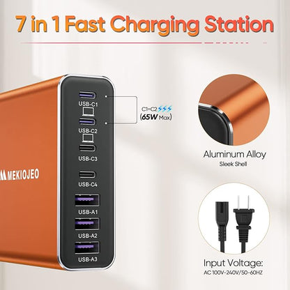 Aluminum Alloy USB C Charger GaN Charger Fast USB C Charging Station 7 Ports - Image 3