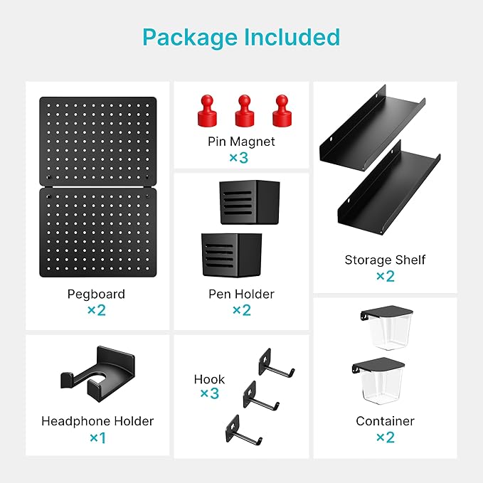 PEGZONE Pegboard Wall Organizer Combination Kit, Overall 25.4"x16.6" Metal - Image 3