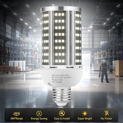 35W LED Corn Light Bulb 2 pack, Commercial Grade Daylight 5000K E26/E39 5000LM - Image 2