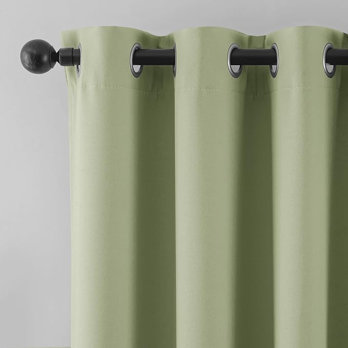 Beauoop Sage Green 100% Blackout Curtains 63 Inch Long 2 Panels - Image 9