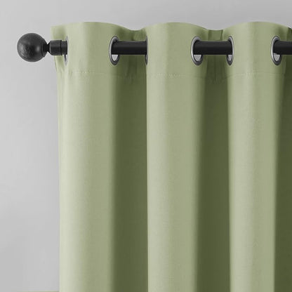 Beauoop Sage Green 100% Blackout Curtains 54 Inch Long 2 Panels - Image 9