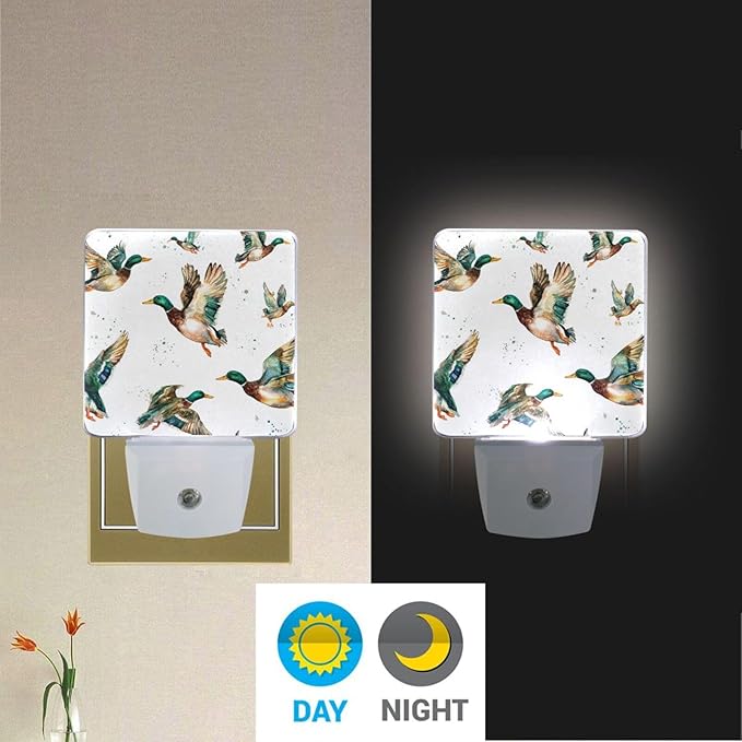 Pigsaly Led Night Light Watercolor Flying Mallard Ducks Night Light Plug in - Image 5