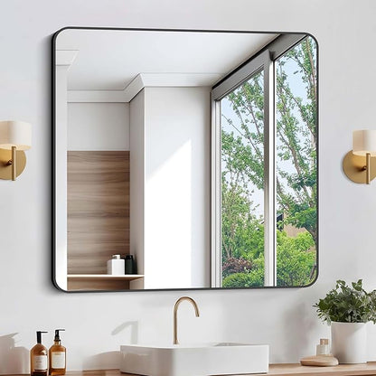 Bathroom Mirror, Metal Frame Rounded Corner Vanity Mirror, Large Wall Mounted - Image 7
