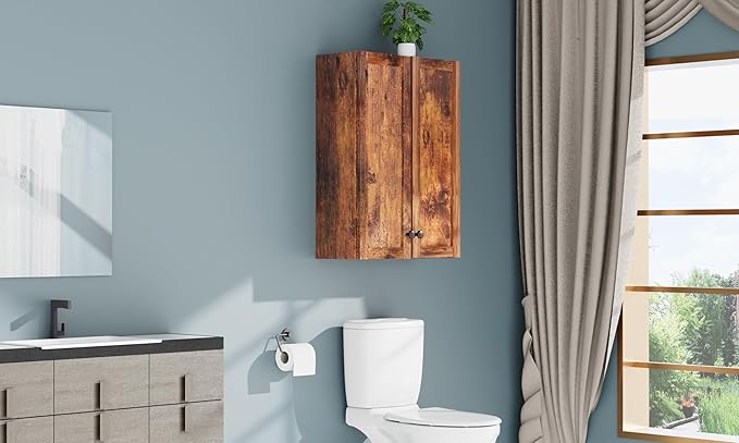 Bathroom Wall Cabinet Over Toilet Storage Cabinet 20x28 inch Brown Medicine - Image 7