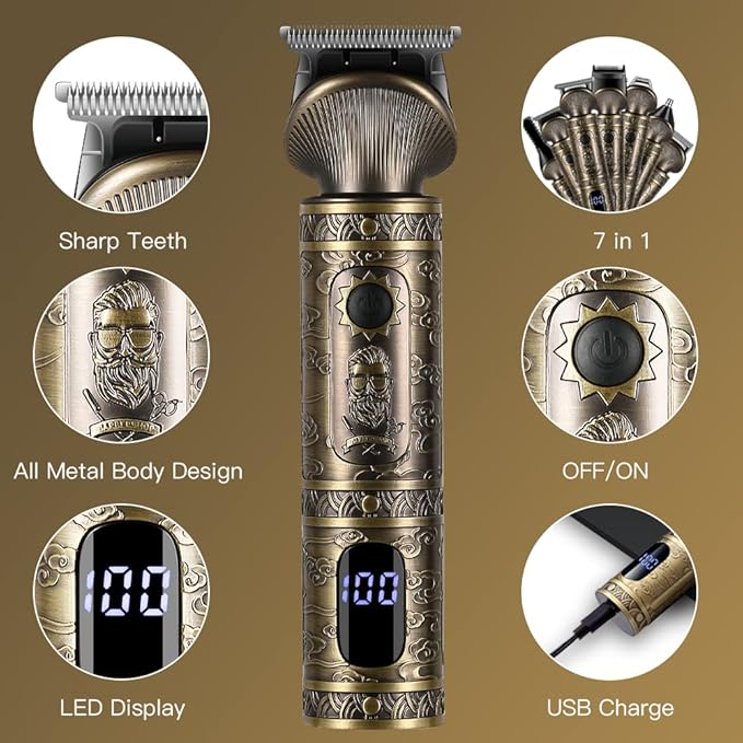 Scttomon Beard Trimmer Kit Professional Hair Clipper Zero Gapped T-Blade - Image 8