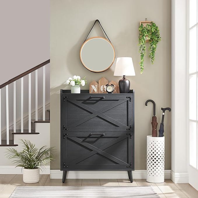 Shoe Storage Cabinet, Farmhouse Shoe Organizer - Image 8
