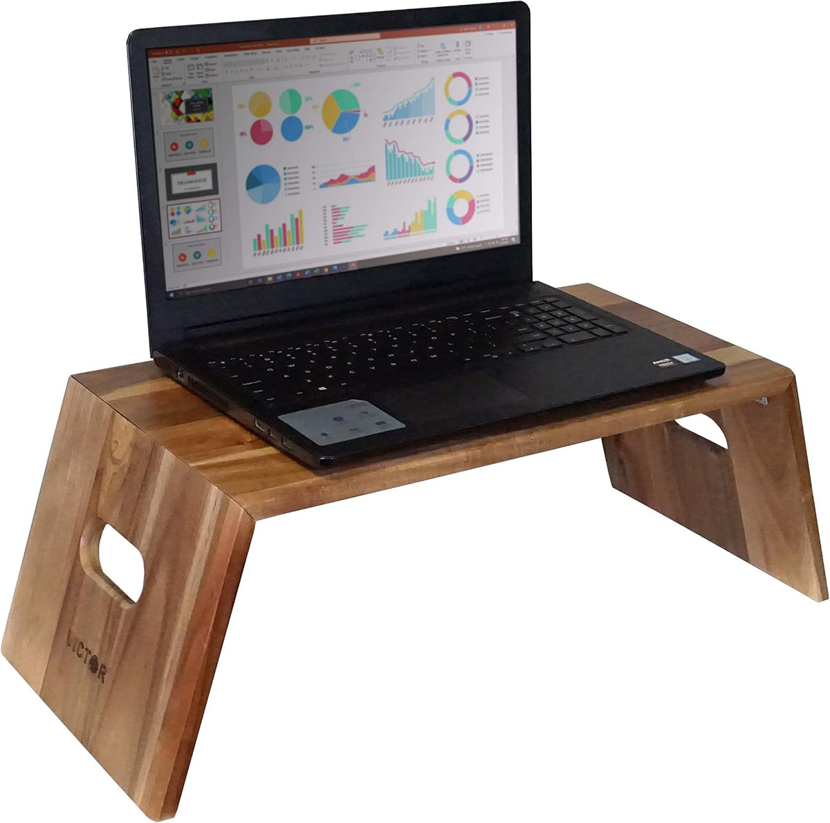 victor laptop stand - foldable acacia wood standing, main product view