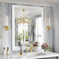 Amorho Bathroom Mirror, 28x36 Inch White Thick Metal Framed Wall Mirrors by Amorho