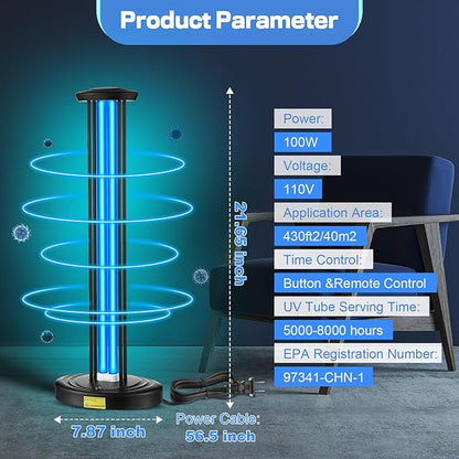 Qualirey 100W UV Light Sanitizer, Ozone Free, Safe - Image 3