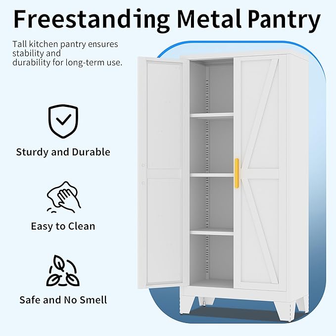 61" Tall Pantry Cabinet, Kitchen Pantry Storage Cabinets - Image 4