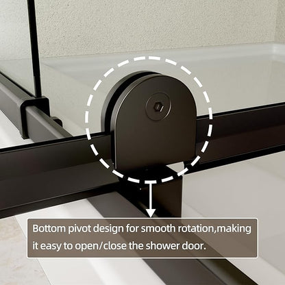 44-48" W x 71" H Pivot Shower Door, Pivot Semi-Frameless Swing Glass Shower Door - Image 6
