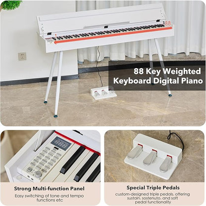 KUMENG Digital Piano 88 Key Weighted Keyboard, Full-Size Desk Progressive - Image 7