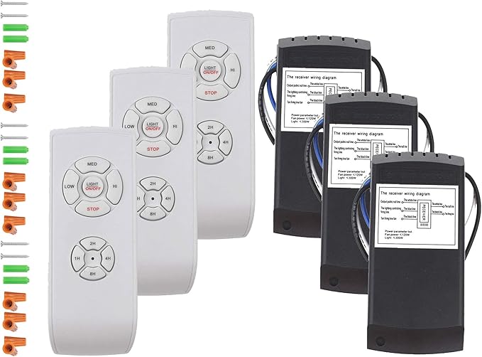 LPHUMEX 3 Packs Ceiling Fan Remote Control Kits, 3-in-1 Fan Light Timer & Speed by LPHUMEX