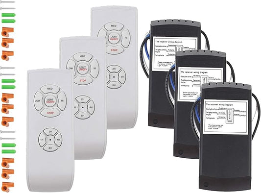 LPHUMEX 3 Packs Ceiling Fan Remote Control Kits, 3-in-1 Fan Light Timer & Speed by LPHUMEX