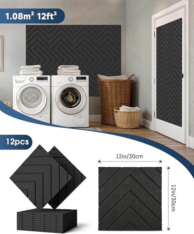 Woovio Sound Proof Foam Panels for Walls, 18 Pack Self-Adhesive Acoustic Panels - Image 6